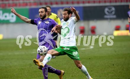 Fussball 2. Liga. SK Austria Klagenfurt gegen  SC Austria Lustenau.  Markus Pink, (Klagenfurt), Michael Lageder (Lustenau). Klagenfurt, am 29.11.2020.
Foto: Kuess
www.qspictures.net
---
pressefotos, pressefotografie, kuess, qs, qspictures, sport, bild, bilder, bilddatenbank