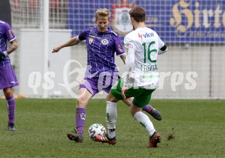 Fussball 2. Liga. SK Austria Klagenfurt gegen  SC Austria Lustenau.  Christopher Brian Cvetko (Klagenfurt), Christoph Freitag  (Lustenau). Klagenfurt, am 29.11.2020.
Foto: Kuess
www.qspictures.net
---
pressefotos, pressefotografie, kuess, qs, qspictures, sport, bild, bilder, bilddatenbank