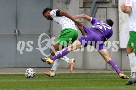 Fussball 2. Liga. SK Austria Klagenfurt gegen  SC Austria Lustenau.  Markus Pink (Klagenfurt), Till Cissokho (Lustenau). Klagenfurt, am 29.11.2020.
Foto: Kuess
www.qspictures.net
---
pressefotos, pressefotografie, kuess, qs, qspictures, sport, bild, bilder, bilddatenbank