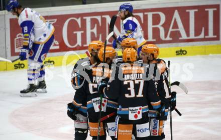 EBEL. Eishockey Bundesliga. VSV gegen Black Wings LINZ 1992.   Torjubel Sebastien Piche, Dragan Umicevic, Brian Lebler, Andreas Kristler,  (Linz). Villach, am 6.12.2020.
Foto: Kuess
www.qspictures.net
---
pressefotos, pressefotografie, kuess, qs, qspictures, sport, bild, bilder, bilddatenbank