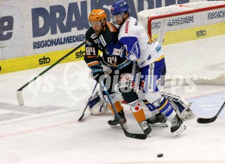 EBEL. Eishockey Bundesliga. VSV gegen Black Wings LINZ 1992.  Stefan Bacher,  (VSV), Dragan Umicevic (Linz). Villach, am 6.12.2020.
Foto: Kuess
www.qspictures.net
---
pressefotos, pressefotografie, kuess, qs, qspictures, sport, bild, bilder, bilddatenbank