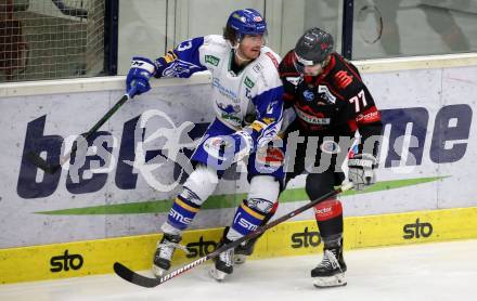 EBEL. Eishockey Bundesliga. VSV gegen Bratislava Capitals.  Chris Collins, (VSV), Milos Bubela  (Bratislava). Villach, am 8.12.2020.
Foto: Kuess
www.qspictures.net
---
pressefotos, pressefotografie, kuess, qs, qspictures, sport, bild, bilder, bilddatenbank