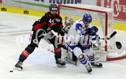 EBEL. Eishockey Bundesliga. VSV gegen Bratislava Capitals.  Jordan Caron,  (VSV), Sacha Guimond (Bratislava). Villach, am 8.12.2020.
Foto: Kuess
www.qspictures.net
---
pressefotos, pressefotografie, kuess, qs, qspictures, sport, bild, bilder, bilddatenbank