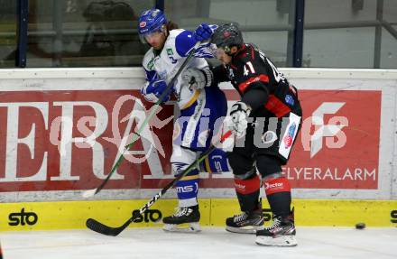 EBEL. Eishockey Bundesliga. VSV gegen Bratislava Capitals.  Martin Ulmer,  (VSV), Maxime Fortier (Bratislava). Villach, am 8.12.2020.
Foto: Kuess
www.qspictures.net
---
pressefotos, pressefotografie, kuess, qs, qspictures, sport, bild, bilder, bilddatenbank