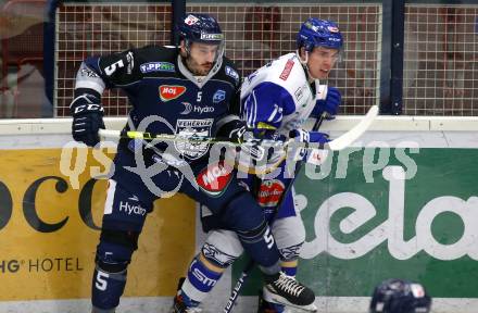 EBEL. Eishockey Bundesliga. VSV gegen Hydro Fehervar AV 19.  Scott Kosmachuk, (VSV), Bence Stipsicz  (Alba Volan). Villach, am 10.12.2020.
Foto: Kuess
www.qspictures.net
---
pressefotos, pressefotografie, kuess, qs, qspictures, sport, bild, bilder, bilddatenbank