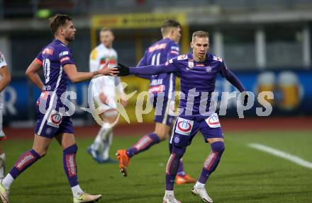 Fussball. Bundesliga. RZ Pellets WAC gegen FK Austria Wien.  Torjubel Alexander Gruenwald, Christoph Monschein   (Wien). Wolfsberg, am 13.12.2020.
Foto: Kuess
www.qspictures.net

---
pressefotos, pressefotografie, kuess, qs, qspictures, sport, bild, bilder, bilddatenbank