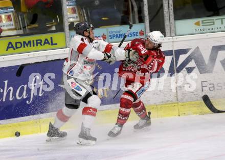 EBEL. Eishockey Bundesliga. KAC gegen	spusu Bratislava Capitals. Witting Marcel (KAC),  Finn Matthew Nicholas (Bratislava). Klagenfurt, am 13.12.2020.
Foto: Kuess
www.qspictures.net

---
pressefotos, pressefotografie, kuess, qs, qspictures, sport, bild, bilder, bilddatenbank