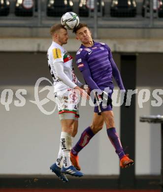 Fussball. Bundesliga. RZ Pellets WAC gegen FK Austria Wien. Jonathan Scherzer,  (WAC),  Benedikt Pichler (Wien). Wolfsberg, am 13.12.2020.
Foto: Kuess
www.qspictures.net

---
pressefotos, pressefotografie, kuess, qs, qspictures, sport, bild, bilder, bilddatenbank