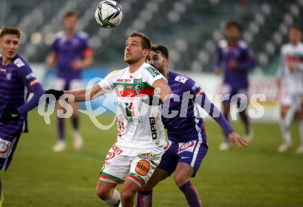 Fussball. Bundesliga. RZ Pellets WAC gegen FK Austria Wien. Mario Leitgeb,  (WAC),  Alon Turgeman (Wien). Wolfsberg, am 13.12.2020.
Foto: Kuess
www.qspictures.net

---
pressefotos, pressefotografie, kuess, qs, qspictures, sport, bild, bilder, bilddatenbank