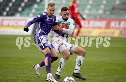 Fussball. Bundesliga. RZ Pellets WAC gegen FK Austria Wien. Stefan Peric,  (WAC),  Christoph Monschein (Wien). Wolfsberg, am 13.12.2020.
Foto: Kuess
www.qspictures.net

---
pressefotos, pressefotografie, kuess, qs, qspictures, sport, bild, bilder, bilddatenbank