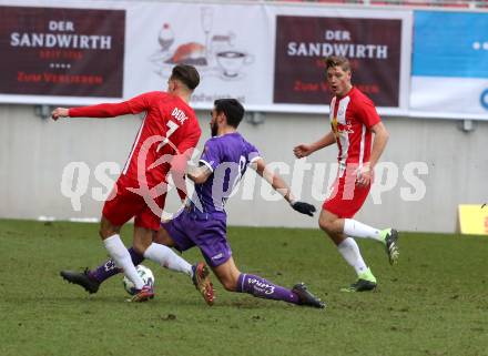 Fussball 2. Liga. SK Austria Klagenfurt gegen  FC Liefering.  Kosmas Gkezos (Klagenfurt), Amar Dedic,  Alexander Prass (Liefering). Klagenfurt, am 13.12.2020.
Foto: Kuess
www.qspictures.net
---
pressefotos, pressefotografie, kuess, qs, qspictures, sport, bild, bilder, bilddatenbank