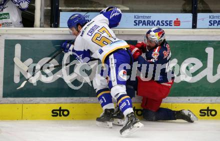 EBEL. Eishockey Bundesliga. VSV gegen EC Red Bull Salzburg.  Jordan Caron,  (VSV), Layne Viveiros (Salzburg). Villach, am 18.12.2020.
Foto: Kuess
www.qspictures.net
---
pressefotos, pressefotografie, kuess, qs, qspictures, sport, bild, bilder, bilddatenbank