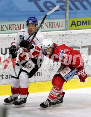 EBEL. Eishockey Bundesliga. KAC gegen	HC TIWAG Innsbruck. Manuel Ganahl,  (KAC), Jonathan Racine-Clarke (Innsbruck). Klagenfurt, am 20.12.2020.
Foto: Kuess
www.qspictures.net

---
pressefotos, pressefotografie, kuess, qs, qspictures, sport, bild, bilder, bilddatenbank