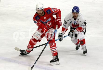 EBEL. Eishockey Bundesliga. KAC gegen	HC TIWAG Innsbruck. Paul Postma, (KAC), Dario Winkler  (Innsbruck). Klagenfurt, am 20.12.2020.
Foto: Kuess
www.qspictures.net

---
pressefotos, pressefotografie, kuess, qs, qspictures, sport, bild, bilder, bilddatenbank