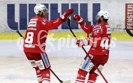 EBEL. Eishockey Bundesliga. KAC gegen	HC TIWAG Innsbruck. Torjubel Nicholas Eric Petersen, Rok Ticar (KAC). Klagenfurt, am 20.12.2020.
Foto: Kuess
www.qspictures.net

---
pressefotos, pressefotografie, kuess, qs, qspictures, sport, bild, bilder, bilddatenbank