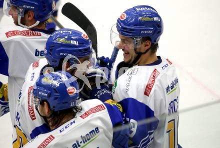 EBEL. Eishockey Bundesliga. VSV gegen HCB Suedtirol Alperia. Torjubel Allard Frederik, Bacher Stefan, Ulmer Martin  (VSV). Villach, am 22.12.2020.
Foto: Kuess
www.qspictures.net
---
pressefotos, pressefotografie, kuess, qs, qspictures, sport, bild, bilder, bilddatenbank