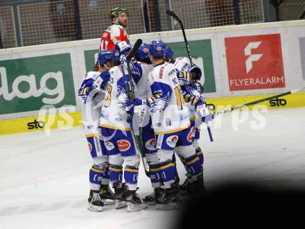 EBEL. Eishockey Bundesliga. VSV gegen HCB Suedtirol Alperia.  Torjubel  (VSV). Villach, am 22.12.2020.
Foto: Kuess
www.qspictures.net
---
pressefotos, pressefotografie, kuess, qs, qspictures, sport, bild, bilder, bilddatenbank