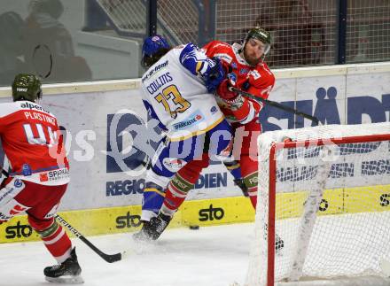 EBEL. Eishockey Bundesliga. VSV gegen HCB Suedtirol Alperia. Collins Chris  (VSV), Di Perna Dennis (Bozen). Villach, am 22.12.2020.
Foto: Kuess
www.qspictures.net
---
pressefotos, pressefotografie, kuess, qs, qspictures, sport, bild, bilder, bilddatenbank