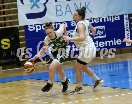 Basketball Damen Superliga 2020/2021. Grunddurchgang 4. Runde.  KOS Celovec Damen gegen  UBI Graz. Lena Weissenbrunner (KOS Celovec), Erin Foxhall  (Graz). Klagenfurt, am 26.1.2021.
Foto: Kuess
www.qspictures.net

---
pressefotos, pressefotografie, kuess, qs, qspictures, sport, bild, bilder, bilddatenbank