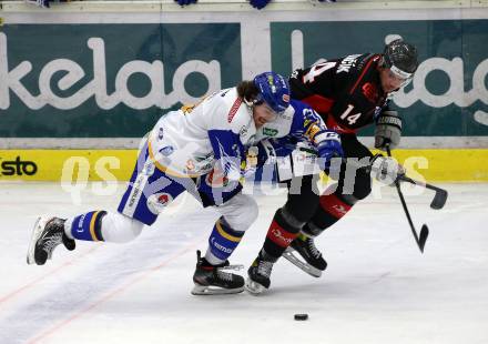 EBEL. Eishockey Bundesliga. VSV gegen Bratislava Capitals. Chris Collins,  (VSV),  Ladislav Romancik  (Bratislava). Villach, am 29.1.2021.
Foto: Kuess
www.qspictures.net
---
pressefotos, pressefotografie, kuess, qs, qspictures, sport, bild, bilder, bilddatenbank