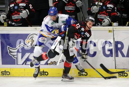 EBEL. Eishockey Bundesliga. VSV gegen Bratislava Capitals.  Raphael Wolf,  (VSV), Adam Bezak (Bratislava). Villach, am 29.1.2021.
Foto: Kuess
www.qspictures.net
---
pressefotos, pressefotografie, kuess, qs, qspictures, sport, bild, bilder, bilddatenbank