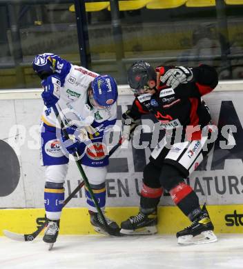 EBEL. Eishockey Bundesliga. VSV gegen Bratislava Capitals. Renars Krastenbergs,  (VSV), Jakub Kover  (Bratislava). Villach, am 29.1.2021.
Foto: Kuess
www.qspictures.net
---
pressefotos, pressefotografie, kuess, qs, qspictures, sport, bild, bilder, bilddatenbank