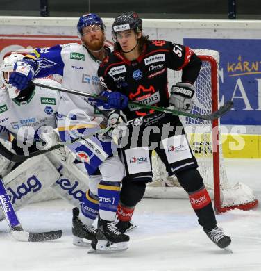 EBEL. Eishockey Bundesliga. VSV gegen Bratislava Capitals. Jamie Fraser,  (VSV), Michal Mrazik  (Bratislava). Villach, am 29.1.2021.
Foto: Kuess
www.qspictures.net
---
pressefotos, pressefotografie, kuess, qs, qspictures, sport, bild, bilder, bilddatenbank