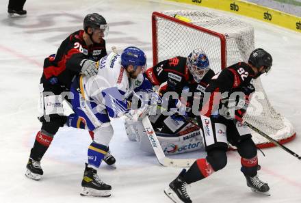 EBEL. Eishockey Bundesliga. VSV gegen Bratislava Capitals. Julian Kornelli,   (VSV), Martin Chovan, Brock Higgs, Jared Coreau (Bratislava). Villach, am 29.1.2021.
Foto: Kuess
www.qspictures.net
---
pressefotos, pressefotografie, kuess, qs, qspictures, sport, bild, bilder, bilddatenbank