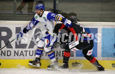 EBEL. Eishockey Bundesliga. VSV gegen Bratislava Capitals.  Sahir Gill,  (VSV),  Ryan Culkin (Bratislava). Villach, am 29.1.2021.
Foto: Kuess
www.qspictures.net
---
pressefotos, pressefotografie, kuess, qs, qspictures, sport, bild, bilder, bilddatenbank