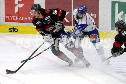 EBEL. Eishockey Bundesliga. VSV gegen Bratislava Capitals.  Sahir Gill, (VSV),  Michal Mrazik  (Bratislava). Villach, am 29.1.2021.
Foto: Kuess
www.qspictures.net
---
pressefotos, pressefotografie, kuess, qs, qspictures, sport, bild, bilder, bilddatenbank