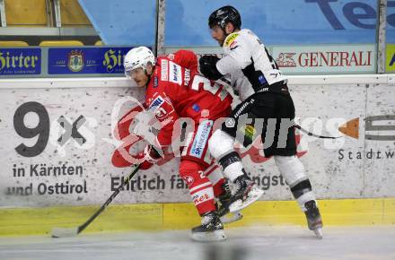 EBEL. Eishockey Bundesliga. KAC gegen	Dornbirner EC. Manuel Geier,  (KAC), Matthew MacKenzie (Dornbirn). Klagenfurt, am 31.1.2021.
Foto: Kuess
www.qspictures.net

---
pressefotos, pressefotografie, kuess, qs, qspictures, sport, bild, bilder, bilddatenbank