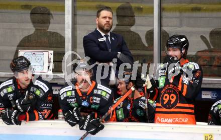 EBEL. Eishockey Bundesliga. VSV gegen Moser Medical Graz 99ers.  Trainer Jens Gustafssen (Graz). Villach, am 23.2.2021.
Foto: Kuess
www.qspictures.net
---
pressefotos, pressefotografie, kuess, qs, qspictures, sport, bild, bilder, bilddatenbank