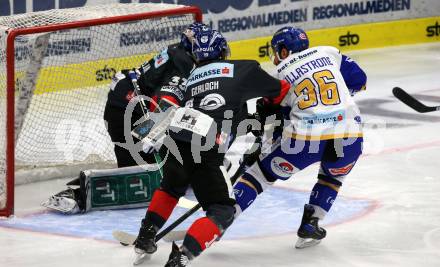 EBEL. Eishockey Bundesliga. VSV gegen HC TWK Innsbruck.  Jerry Pollastrone,  (VSV), Maxwell Nicholas Gerlach, Thomas Edward McCollum (Innsbruck). Villach, am 28.2.2021.
Foto: Kuess
www.qspictures.net
---
pressefotos, pressefotografie, kuess, qs, qspictures, sport, bild, bilder, bilddatenbank