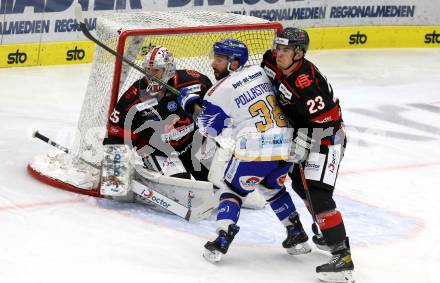 EBEL. Eishockey Bundesliga. VSV gegen iClinic Bratislava Capitals. Jerry Pollastrone,  (VSV),  Samuel Baros, David Boldizar  (Bratislava). Villach, am 3.5.2021.
Foto: Kuess
www.qspictures.net
---
pressefotos, pressefotografie, kuess, qs, qspictures, sport, bild, bilder, bilddatenbank