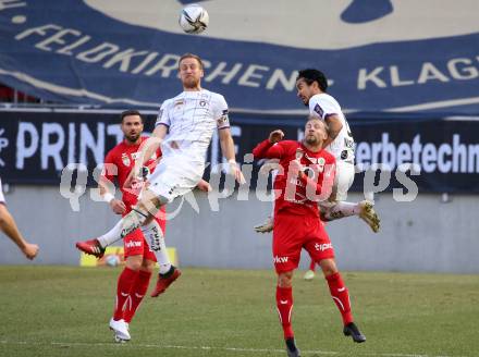 Fussball 2. Liga. SK Austria Klagenfurt gegen  FC Mohren Dornbirn.   Kosmas Gkezos, Maximiliano Moreira Romero (Klagenfurt),  Timo Friedrich (Dornbirn). Klagenfurt, am 6.3.2021.
Foto: Kuess
www.qspictures.net
---
pressefotos, pressefotografie, kuess, qs, qspictures, sport, bild, bilder, bilddatenbank