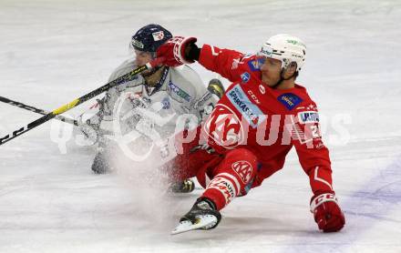 EBEL. Eishockey Bundesliga. KAC gegen	Fehervar AV19. Manuel Geier, (KAC),  Akos Mihaly  (Fehervar). Klagenfurt, am 7.3.2021.
Foto: Kuess
www.qspictures.net

---
pressefotos, pressefotografie, kuess, qs, qspictures, sport, bild, bilder, bilddatenbank