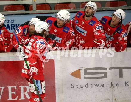 EBEL. Eishockey Bundesliga. KAC gegen	Fehervar AV19. Torjubel Samuel Witting, (KAC). Klagenfurt, am 7.3.2021.
Foto: Kuess
www.qspictures.net

---
pressefotos, pressefotografie, kuess, qs, qspictures, sport, bild, bilder, bilddatenbank