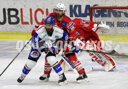 EBEL. Eishockey Bundesliga. KAC gegen	VSV. Thomas Koch,  (KAC),   Jerry Pollastrone (VSV). Klagenfurt, am 12.3.2021.
Foto: Kuess
www.qspictures.net

---
pressefotos, pressefotografie, kuess, qs, qspictures, sport, bild, bilder, bilddatenbank