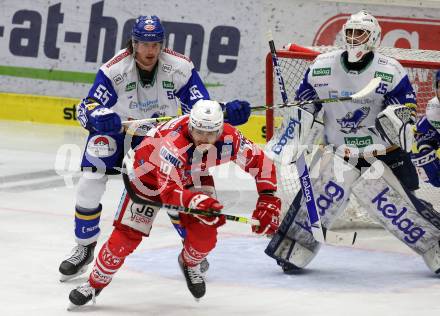 EBEL. Eishockey Bundesliga. VSV gegen KAC.  Raphael Wolf, Alexander Schmidt,  (VSV), Thomas Vallant (KAC). Villach, am 14.3.2021.
Foto: Kuess
www.qspictures.net
---
pressefotos, pressefotografie, kuess, qs, qspictures, sport, bild, bilder, bilddatenbank