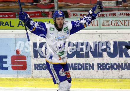 EBEL. Eishockey Bundesliga. KAC gegen	VSV.  Torjubel Jordan Caron (VSV). Klagenfurt, am 16.3.2021.
Foto: Kuess
www.qspictures.net

---
pressefotos, pressefotografie, kuess, qs, qspictures, sport, bild, bilder, bilddatenbank