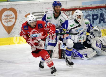 EBEL. Eishockey Bundesliga. KAC gegen	VSV. Manuel Ganahl, (KAC),   Kevin Schmidt, Alexander Schmidt  (VSV). Klagenfurt, am 16.3.2021.
Foto: Kuess
www.qspictures.net

---
pressefotos, pressefotografie, kuess, qs, qspictures, sport, bild, bilder, bilddatenbank