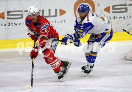 EBEL. Eishockey Bundesliga. KAC gegen	VSV.  Manuel Geier, (KAC),  Kevin Schmidt  (VSV). Klagenfurt, am 16.3.2021.
Foto: Kuess
www.qspictures.net

---
pressefotos, pressefotografie, kuess, qs, qspictures, sport, bild, bilder, bilddatenbank