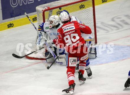 EBEL. Eishockey Bundesliga. VSV gegen KAC.  Alexander Schmidt,  (VSV),  Matthew Fraser (KAC). Villach, am 19.3.2021.
Foto: Kuess
www.qspictures.net
---
pressefotos, pressefotografie, kuess, qs, qspictures, sport, bild, bilder, bilddatenbank