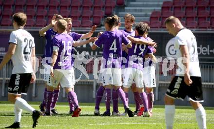 Fussball 2. Liga. SK Austria Klagenfurt gegen FC Juniors OOE. Torjubel Christopher CVetko, Alex Timossi Andersson, Tim Maciejewski, Patrick Greil, Thorsten Mahrer, Simon Straudi (Klagenfurt). Klagenfurt, am 9.5.2021.
Foto: Kuess
www.qspictures.net
---
pressefotos, pressefotografie, kuess, qs, qspictures, sport, bild, bilder, bilddatenbank