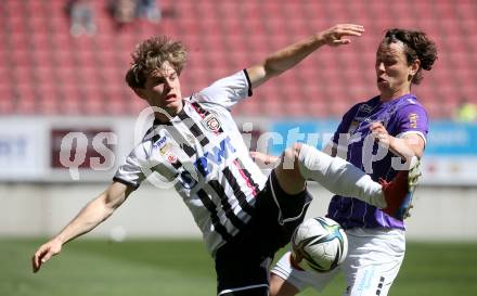 Fussball 2. Liga. SK Austria Klagenfurt gegen FC Juniors OOE. Alex Timossi Andersson,  (Klagenfurt), Enrique Wild (Juniors). Klagenfurt, am 9.5.2021.
Foto: Kuess
www.qspictures.net
---
pressefotos, pressefotografie, kuess, qs, qspictures, sport, bild, bilder, bilddatenbank