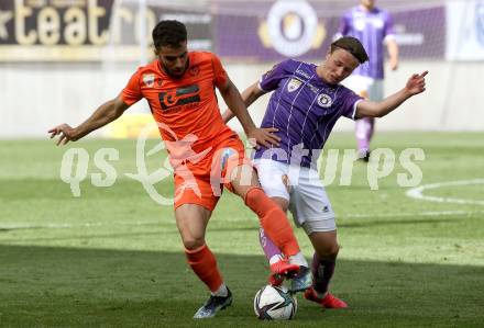 Fussball 2. Liga. SK Austria Klagenfurt gegen SV Horn. Alex Timossi Andersson,  (Klagenfurt), Denizcan Cosgun   (Horn). Klagenfurt, am 16.5.2021.
Foto: Kuess
www.qspictures.net
---
pressefotos, pressefotografie, kuess, qs, qspictures, sport, bild, bilder, bilddatenbank