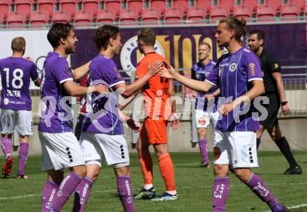 Fussball 2. Liga. SK Austria Klagenfurt gegen SV Horn. Torjubel  Simon Straudi, Alex Timossi Andersson, Patrick Greil  (Klagenfurt). Klagenfurt, am 16.5.2021.
Foto: Kuess
www.qspictures.net
---
pressefotos, pressefotografie, kuess, qs, qspictures, sport, bild, bilder, bilddatenbank