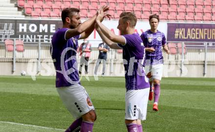 Fussball 2. Liga. SK Austria Klagenfurt gegen SV Horn.  Torjubel Markus Pink, Fabian Miesenboeck (Klagenfurt). Klagenfurt, am 16.5.2021.
Foto: Kuess
www.qspictures.net
---
pressefotos, pressefotografie, kuess, qs, qspictures, sport, bild, bilder, bilddatenbank