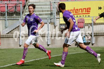 Fussball 2. Liga. SK Austria Klagenfurt gegen SV Horn.  Torjubel  Alex Timossi Andersson, Markus Pink (Klagenfurt). Klagenfurt, am 16.5.2021.
Foto: Kuess
www.qspictures.net
---
pressefotos, pressefotografie, kuess, qs, qspictures, sport, bild, bilder, bilddatenbank