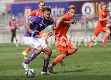 Fussball 2. Liga. SK Austria Klagenfurt gegen SV Horn. Markus Pink,  (Klagenfurt), Andree Neumayer   (Horn). Klagenfurt, am 16.5.2021.
Foto: Kuess
www.qspictures.net
---
pressefotos, pressefotografie, kuess, qs, qspictures, sport, bild, bilder, bilddatenbank